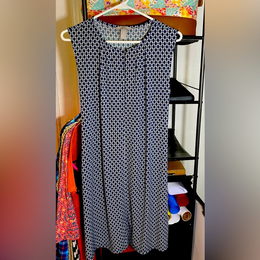 H&M Small Navy & White Patterned Sleeveless Dress.